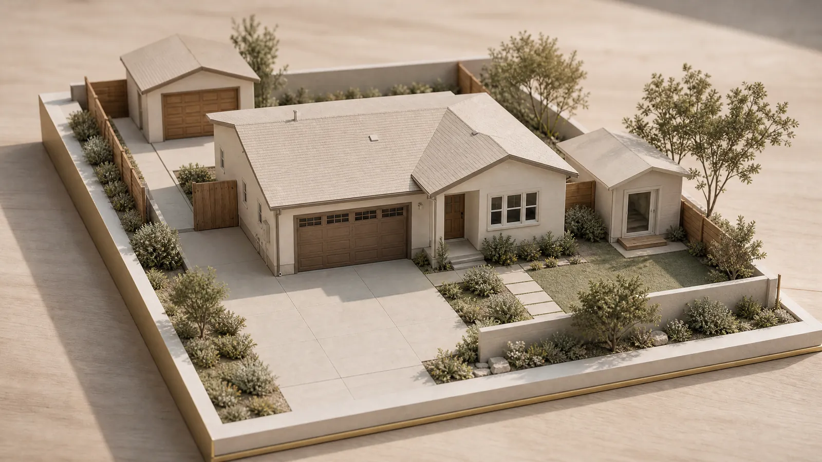 Property-use study showing building position, access, lot relationships, and surrounding context