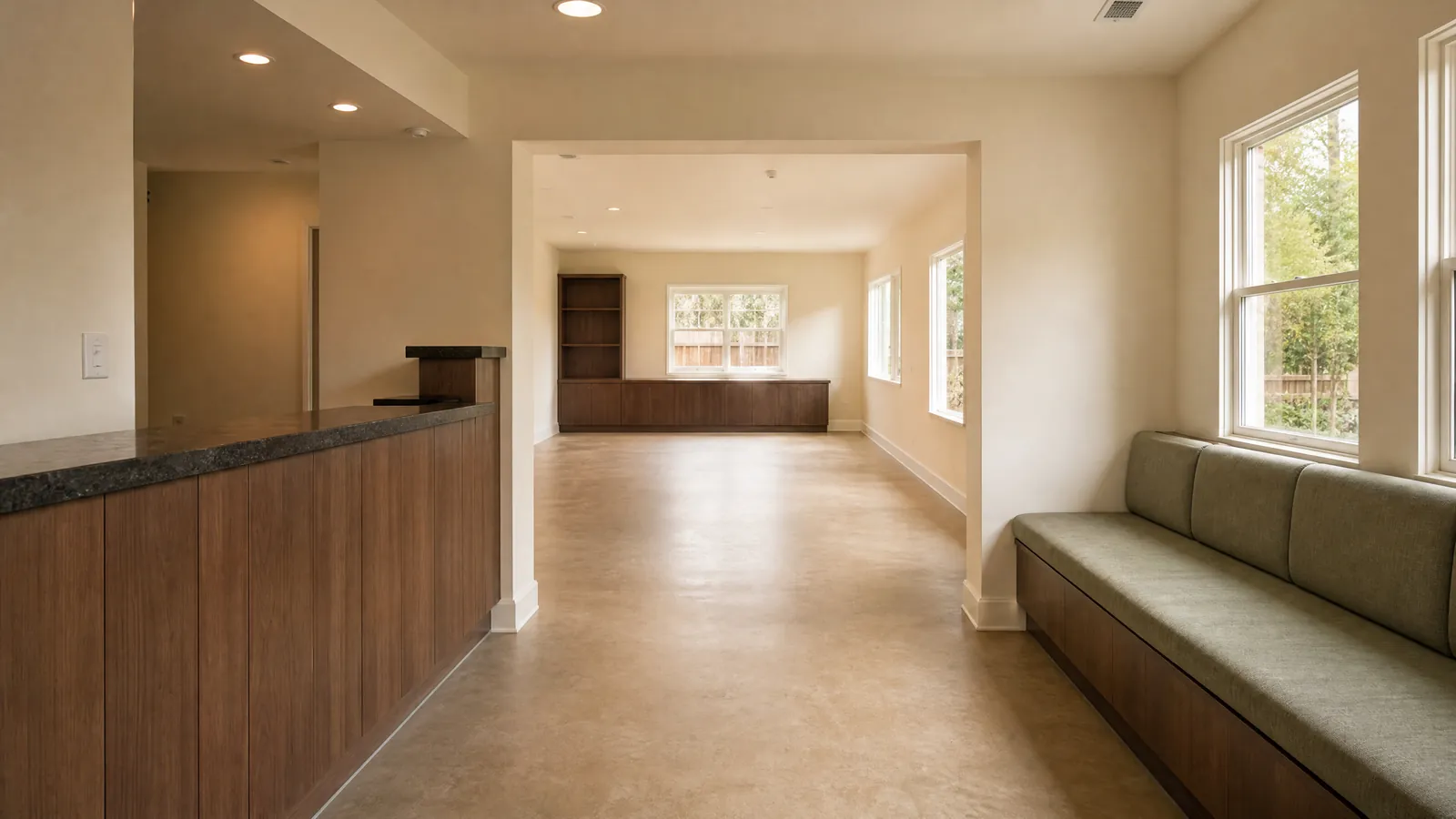 Welcoming care-oriented interior with clear circulation and coherent room relationships